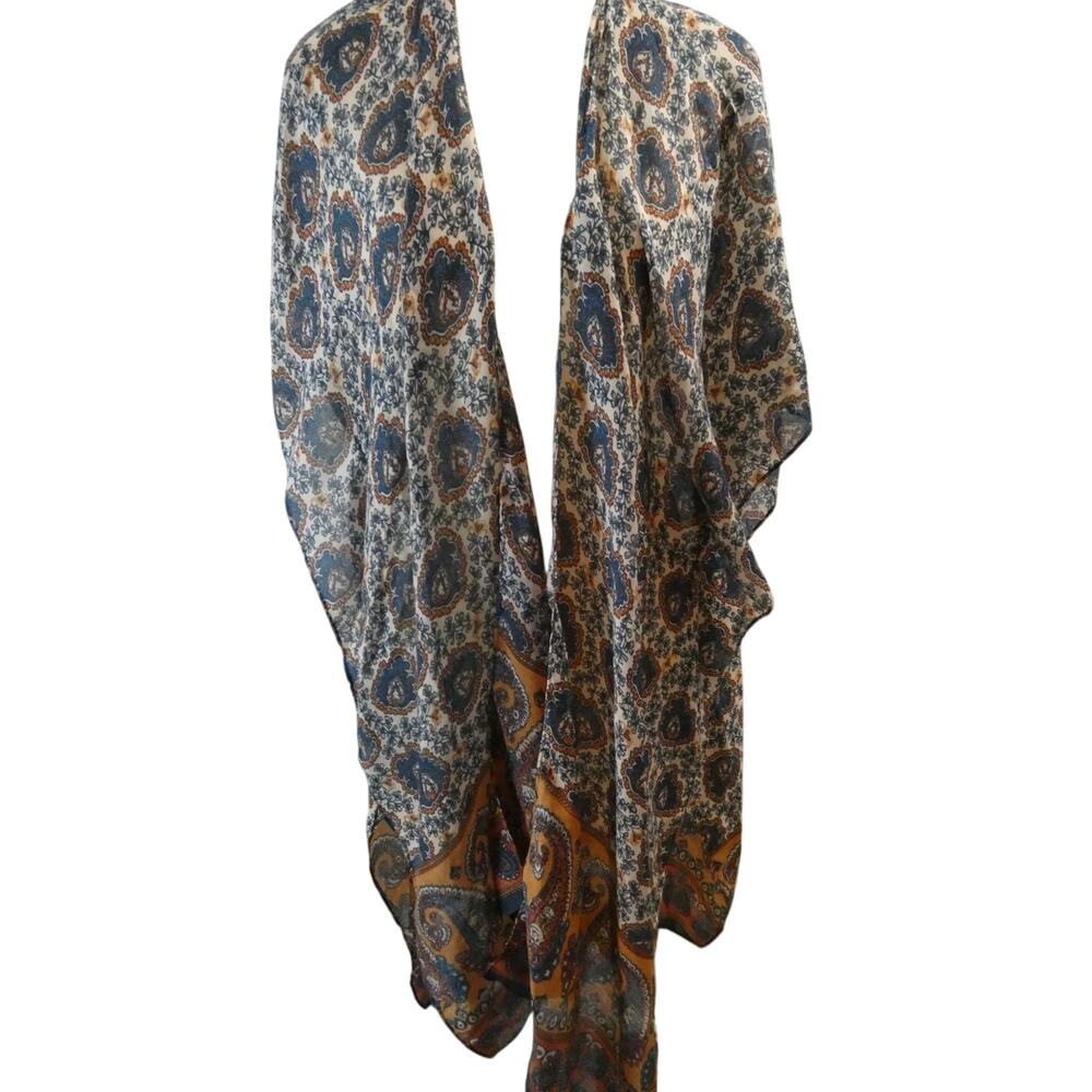 C Women's Sheer Open Tunic Side Slits 100% Polyester Boho Hippie
